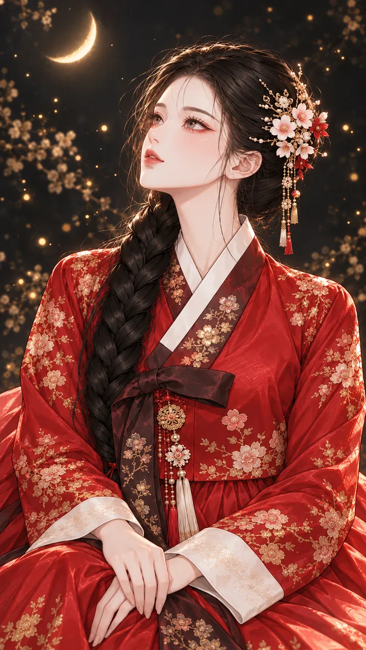 달을 올려다보는 연지선녀